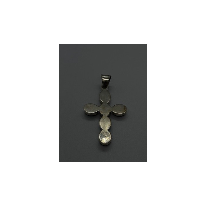 Vintage 925 Sterling Silver Black Onyx Cross