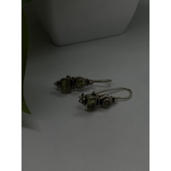 Vintage 925 Sterling Silver Green Peridot Earrings
