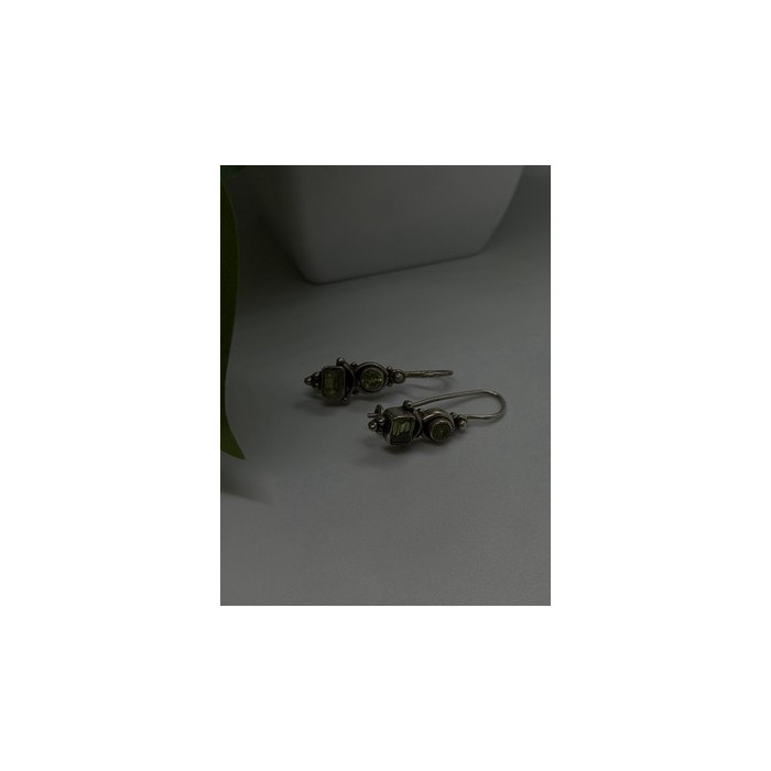 Vintage 925 Sterling Silver Green Peridot Earrings
