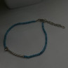 Adjustable 925 Sterling Silver Blue Turquoise Crystal Charm Bracelet