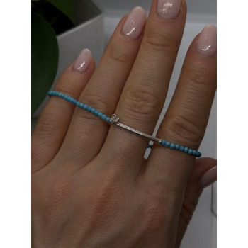 Adjustable 925 Sterling Silver Blue Turquoise Crystal Charm Bracelet