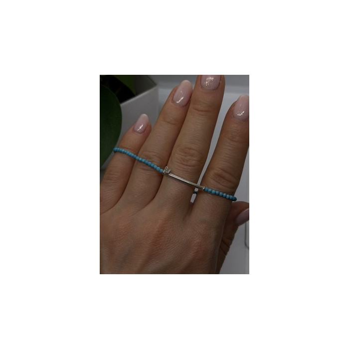 Adjustable 925 Sterling Silver Blue Turquoise Crystal Charm Bracelet