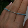 Adjustable 925 Sterling Silver Blue Turquoise Crystal Charm Bracelet