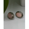Southwest-Style 925 Sterling Silver Pink Conch Shell Oval Clip-On Earrings