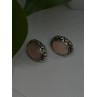 Southwest-Style 925 Sterling Silver Pink Conch Shell Oval Clip-On Earrings