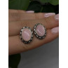 Southwest-Style 925 Sterling Silver Pink Conch Shell Oval Clip-On Earrings