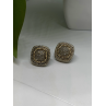 Vintage 14K yellow Gold & 925 Sterling Silver White Colorless Sapphire Earrings