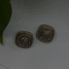 Vintage 14K yellow Gold & 925 Sterling Silver White Colorless Sapphire Earrings