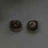 Vintage 14K yellow Gold & 925 Sterling Silver White Colorless Sapphire Earrings