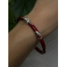 Italy Milor Vintage 925 Sterling Silver Bangle Bracelet Red Enamel Inlay