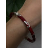Italy Milor Vintage 925 Sterling Silver Bangle Bracelet Red Enamel Inlay