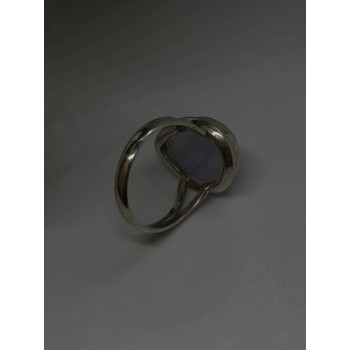 925 Sterling Silver Pear-Shaped Blue Lace Agate Ring Size 7.5