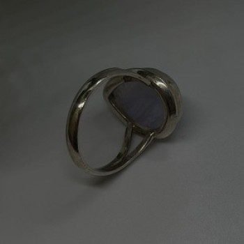 925 Sterling Silver Pear-Shaped Blue Lace Agate Ring Size 7.5