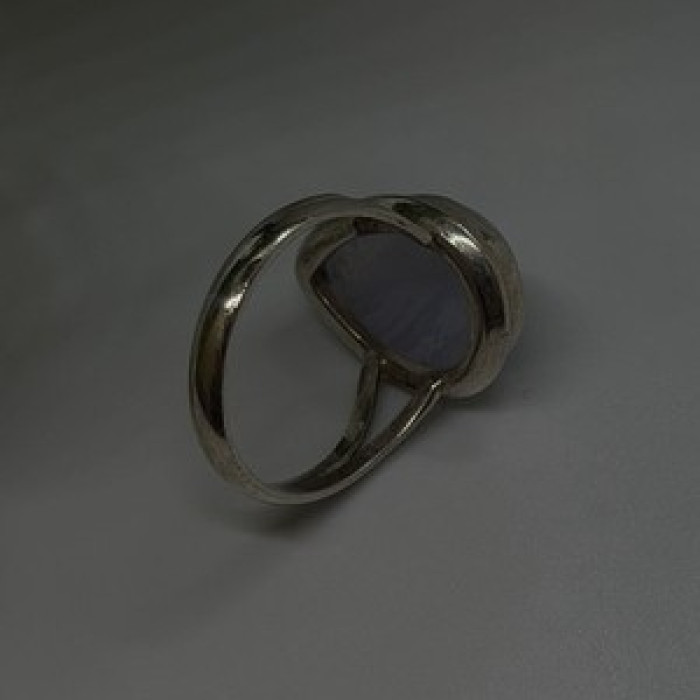 925 Sterling Silver Pear-Shaped Blue Lace Agate Ring Size 7.5
