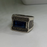 HarlemBling 925 Sterling Silver Sapphire & Marcasite Ring Size 8