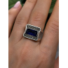 HarlemBling 925 Sterling Silver Sapphire & Marcasite Ring Size 8