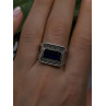 HarlemBling 925 Sterling Silver Sapphire & Marcasite Ring Size 8