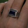 HarlemBling 925 Sterling Silver Sapphire & Marcasite Ring Size 8