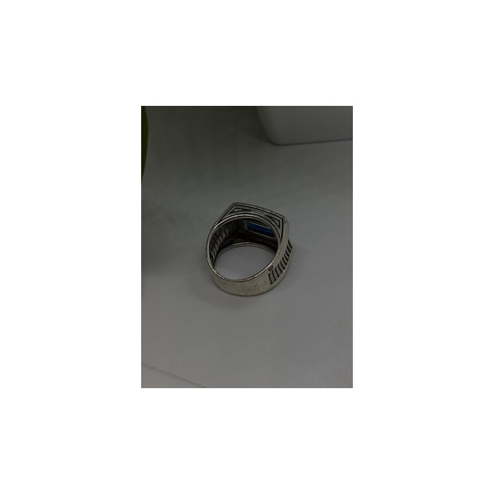 HarlemBling 925 Sterling Silver Sapphire & Marcasite Ring Size 8