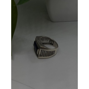 HarlemBling 925 Sterling Silver Sapphire & Marcasite Ring Size 8