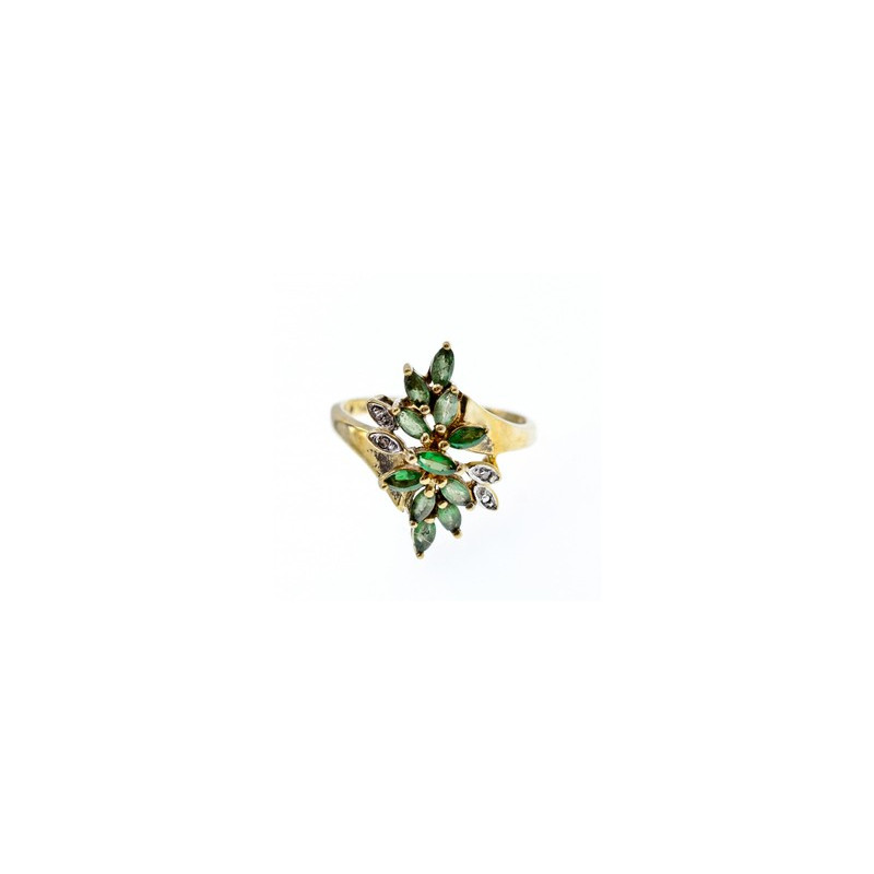 10K YELLOW GOLD  PERIDOT & DIAMONDS RING SIZE 8
