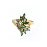 10K YELLOW GOLD  PERIDOT & DIAMONDS RING SIZE 8