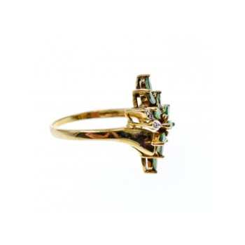 10K YELLOW GOLD  PERIDOT & DIAMONDS RING SIZE 8