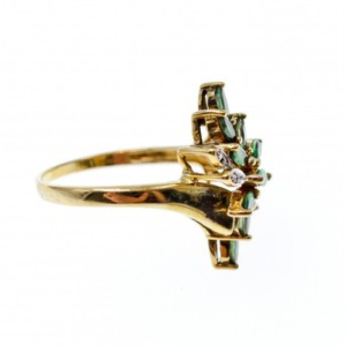 10K Yellow Gold Peridot & Diamonds Ring Size 8