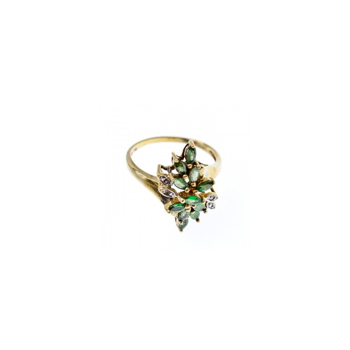 10K YELLOW GOLD  PERIDOT & DIAMONDS RING SIZE 8