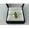 10K YELLOW GOLD  PERIDOT & DIAMONDS RING SIZE 8