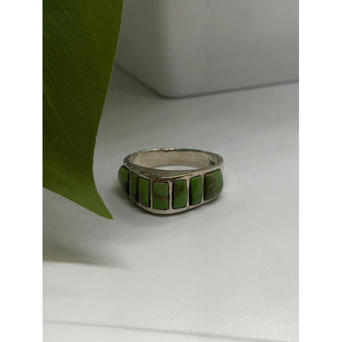 Vintage 925 Sterling Silver Green Turquoise Ring Size 7