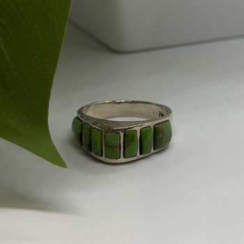 Vintage 925 Sterling Silver Green Turquoise Ring Size 7