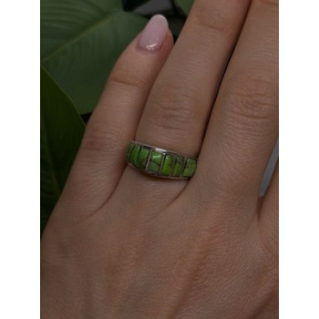 Vintage 925 Sterling Silver Green Turquoise Ring Size 7