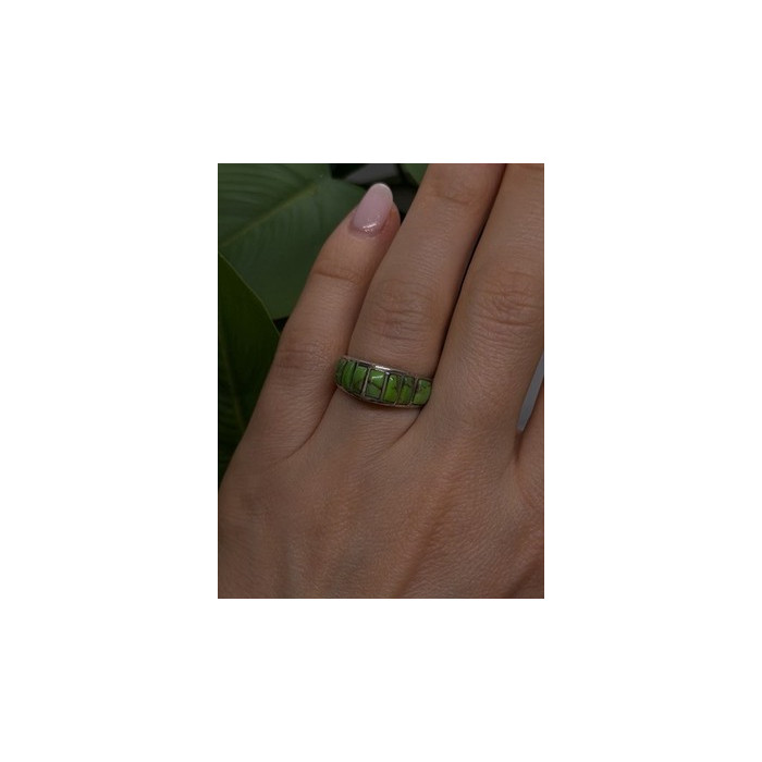 Vintage 925 Sterling Silver Green Turquoise Ring Size 7