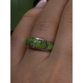 Vintage 925 Sterling Silver Green Turquoise Ring Size 7
