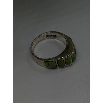 Vintage 925 Sterling Silver Green Turquoise Ring Size 7