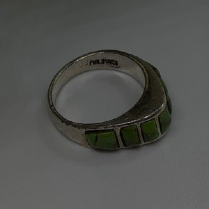 Vintage 925 Sterling Silver Green Turquoise Ring Size 7