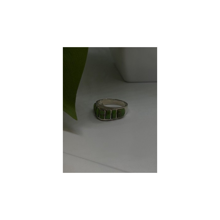 Vintage 925 Sterling Silver Green Turquoise Ring Size 7
