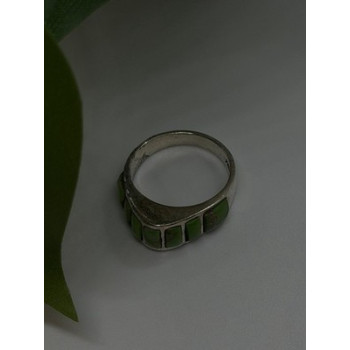 Vintage 925 Sterling Silver Green Turquoise Ring Size 7