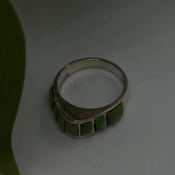 Vintage 925 Sterling Silver Green Turquoise Ring Size 7