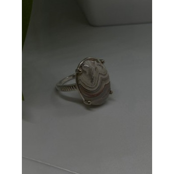 Vintage 925 Sterling Silver Agate Ring Size 7
