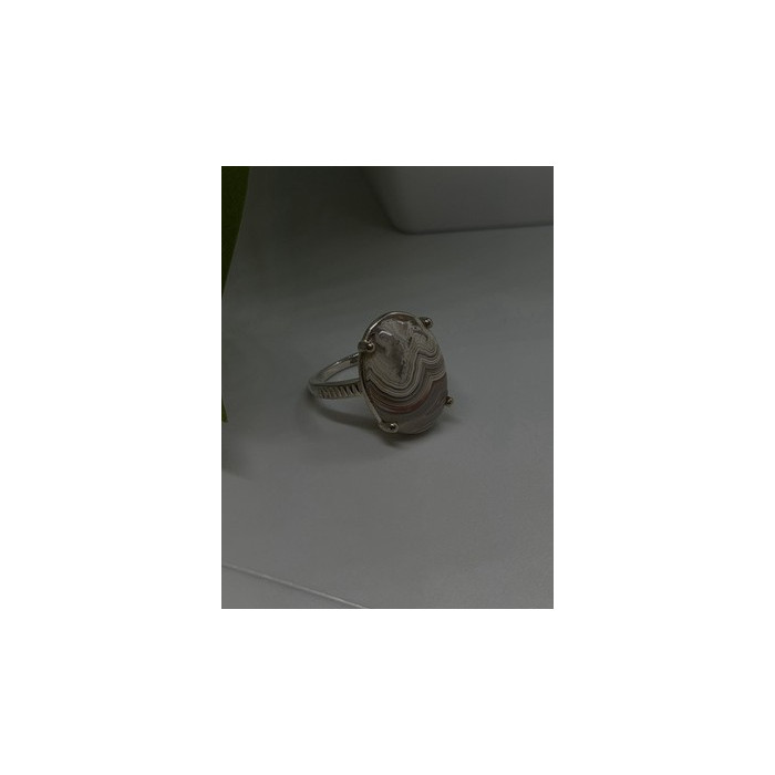 Vintage 925 Sterling Silver Agate Ring Size 7