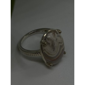 Vintage 925 Sterling Silver Agate Ring Size 7