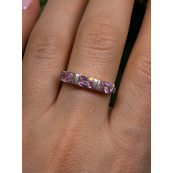925 Sterling Silver Pink Spinel Ring Size 9