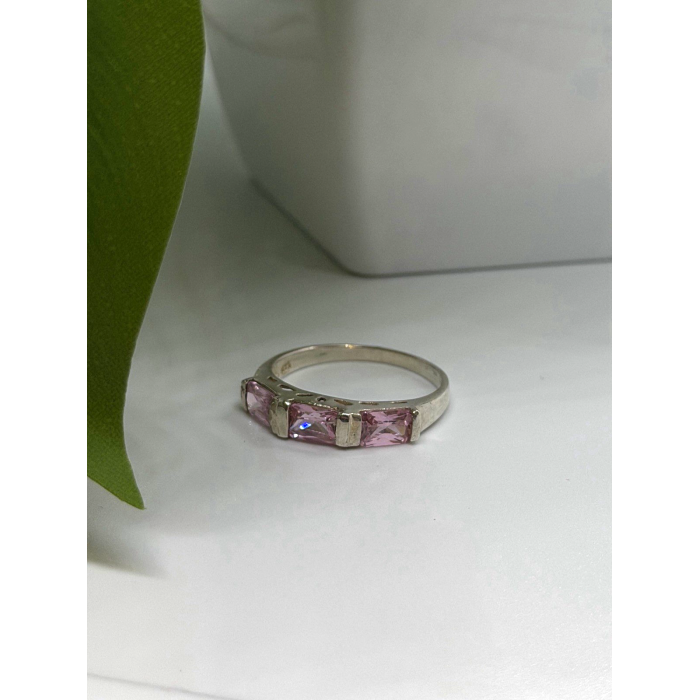 925 Sterling Silver Pink Spinel Ring Size 9