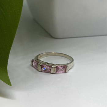 925 Sterling Silver Pink Spinel Ring Size 9