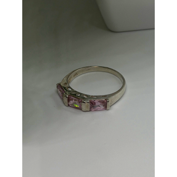925 Sterling Silver Pink Spinel Ring Size 9