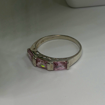 925 Sterling Silver Pink Spinel Ring Size 9