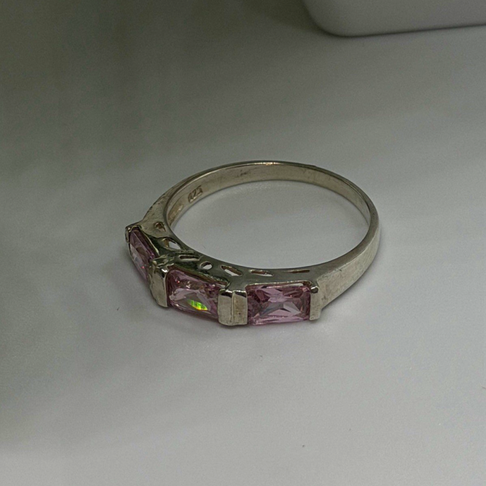 925 Sterling Silver Pink Spinel Ring Size 9