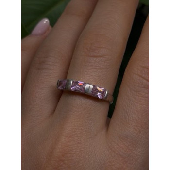925 Sterling Silver Pink Spinel Ring Size 9